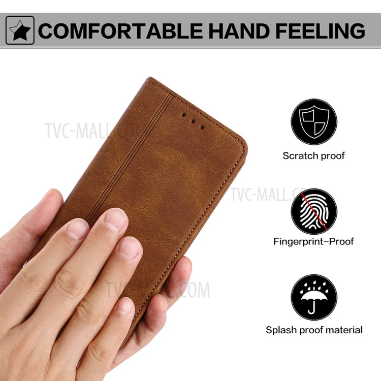 Auto-absorbed Skin-Feeling Lines Leather Phone Wallet Protective Cover Case for iPhone 12 mini - Blue-10