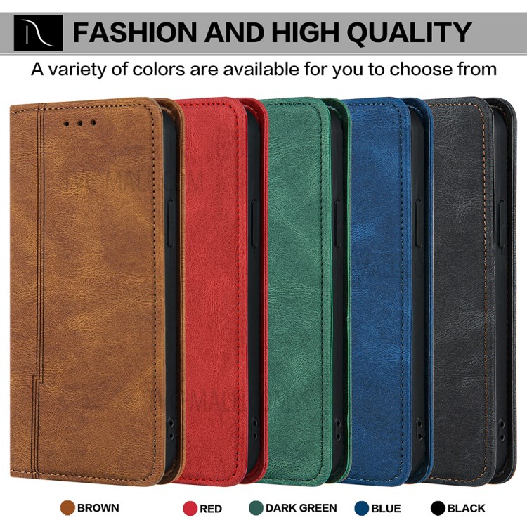 Auto-absorbed Skin-Feeling Lines Leather Phone Wallet Protective Cover Case for iPhone 12 mini - Blue-11
