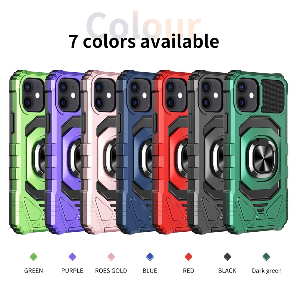 Kickstand Design PC + TPU Hybrid Phone Case Cover for iPhone 12 / 12 Pro - Black-7