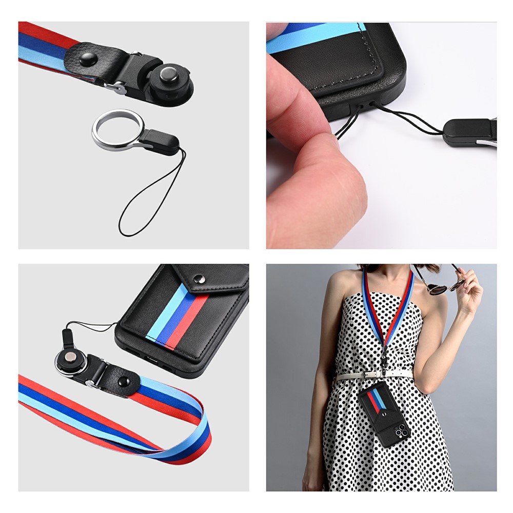 Tri-color Shockproof TPU + PU Leather Phone Case with Card Slots for iPhone 12 / 12 Pro - Black-13