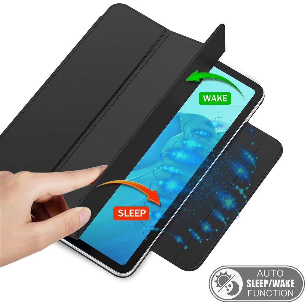 Tri-fold Stand Auto Wake & Sleep PU Leather Magnetic Tablet Case Shell for iPad Pro 12.9-inch (2021) - Black-3