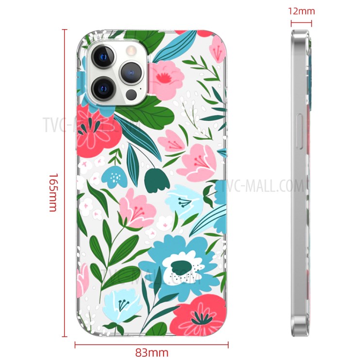 MUTURAL Floral Printed PC + TPU Hybrid Phone Case Cover for iPhone 12 Pro Max - Style A-5