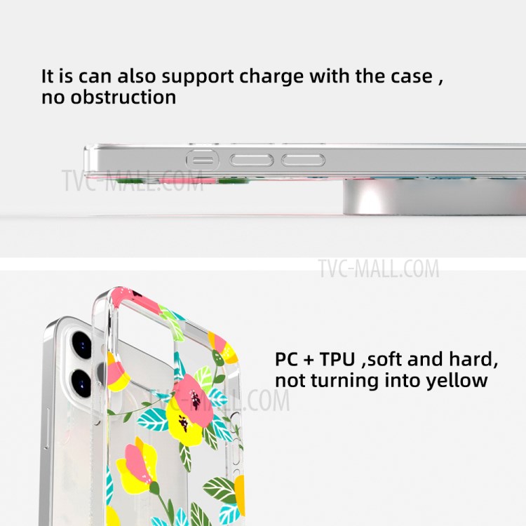 MUTURAL Floral Printed PC + TPU Hybrid Phone Case Cover for iPhone 12 Pro Max - Style A-6