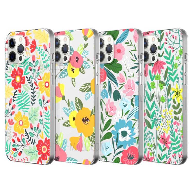 MUTURAL Floral Printed PC + TPU Hybrid Phone Case Cover for iPhone 12 Pro Max - Style A-7