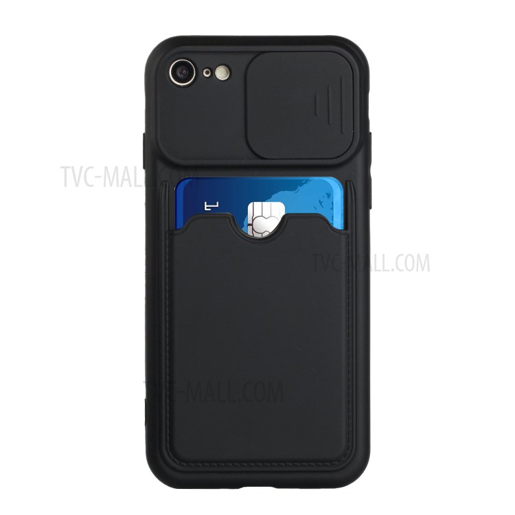 Camera Protect Slide TPU Cover Card Slot Design Phone Case for iPhone 7 4.7 inch - Black-2