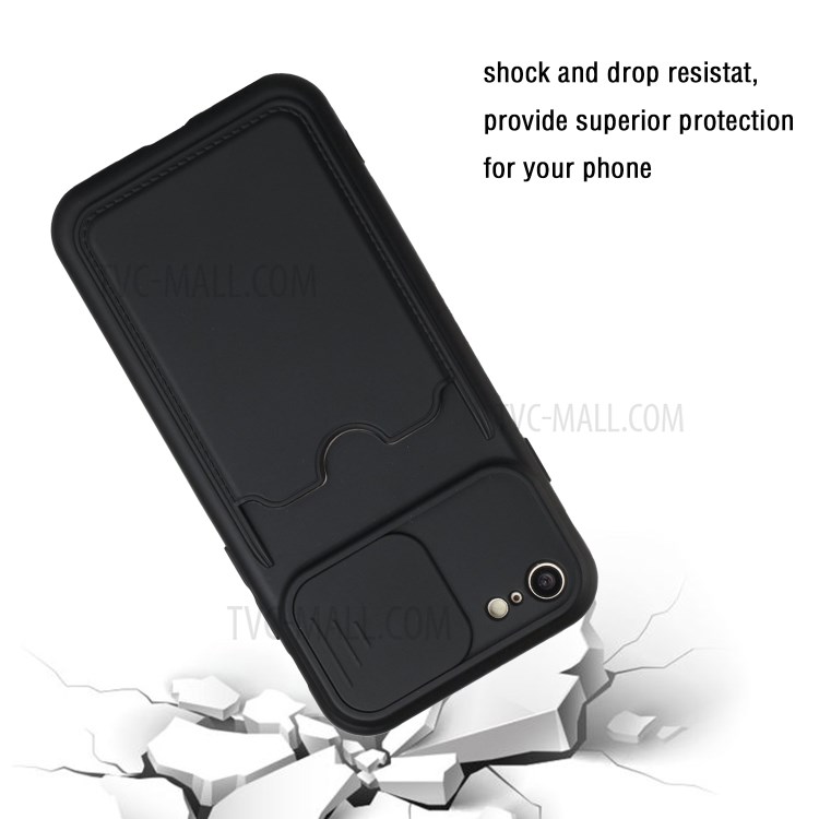 Camera Protect Slide TPU Cover Card Slot Design Phone Case for iPhone 7 4.7 inch - Black-3