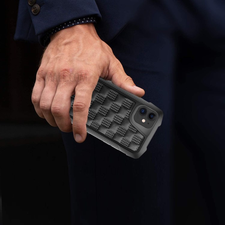 PC + TPU Leather Coated Cell Phone Hybrid Case Anti-Fall Cover Shell for iPhone 11 6.1 inch - Black-12