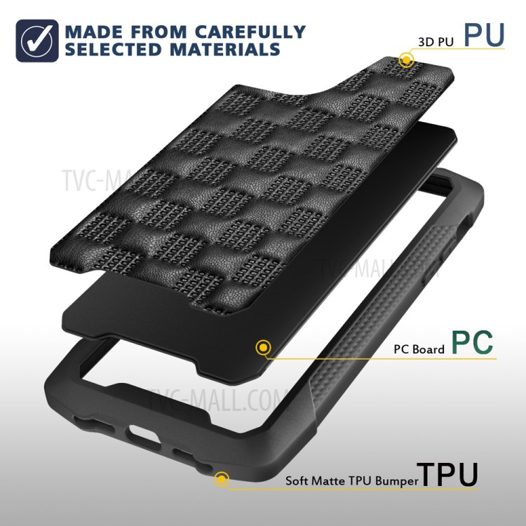 PC + TPU Leather Coated Cell Phone Hybrid Case Anti-Fall Cover Shell for iPhone 11 6.1 inch - Black-4
