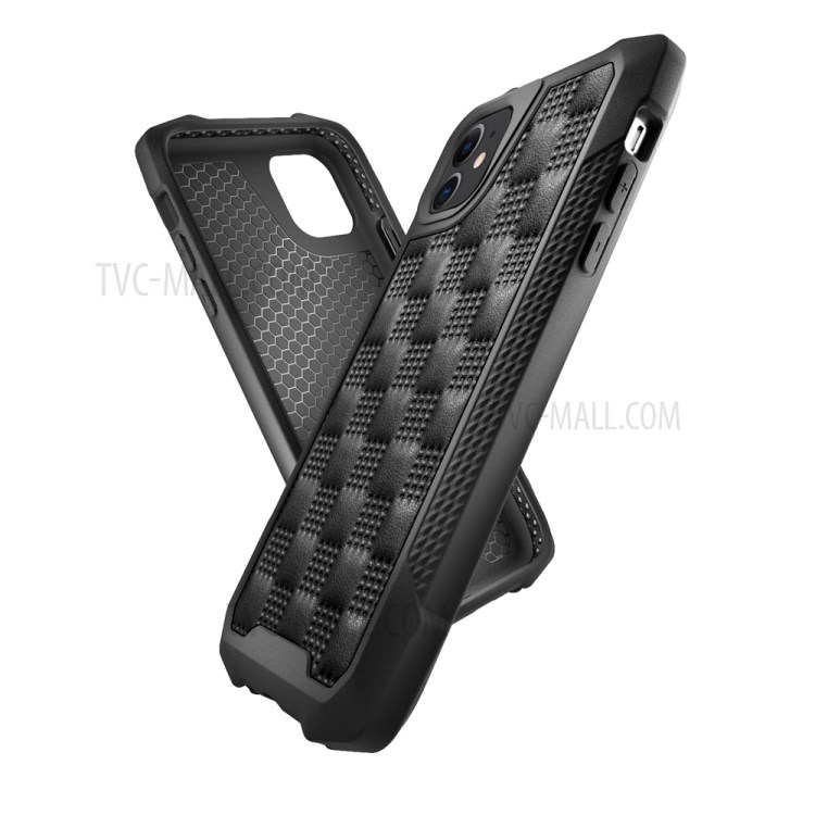 PC + TPU Leather Coated Cell Phone Hybrid Case Anti-Fall Cover Shell for iPhone 11 6.1 inch - Black-7