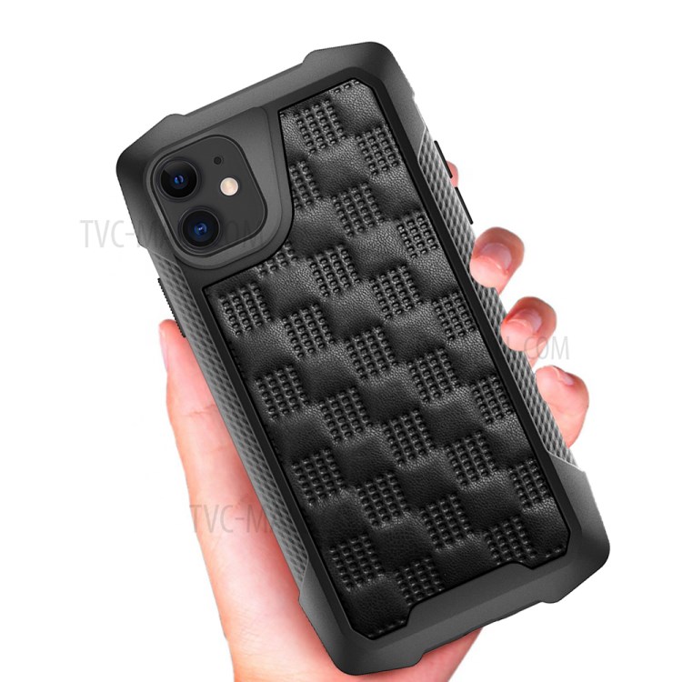 PC + TPU Leather Coated Cell Phone Hybrid Case Anti-Fall Cover Shell for iPhone 11 6.1 inch - Black-8
