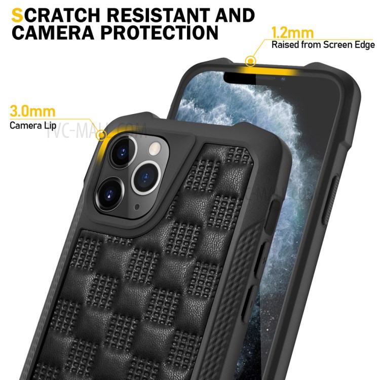 Drop-proof PC + TPU Leather Coated Phone Case Protective Cover for iPhone 11 Pro 5.8 inch - Black-5