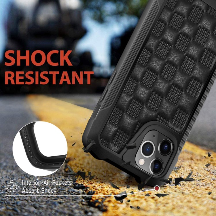 Drop-proof PC + TPU Leather Coated Phone Case Protective Cover for iPhone 11 Pro 5.8 inch - Black-6