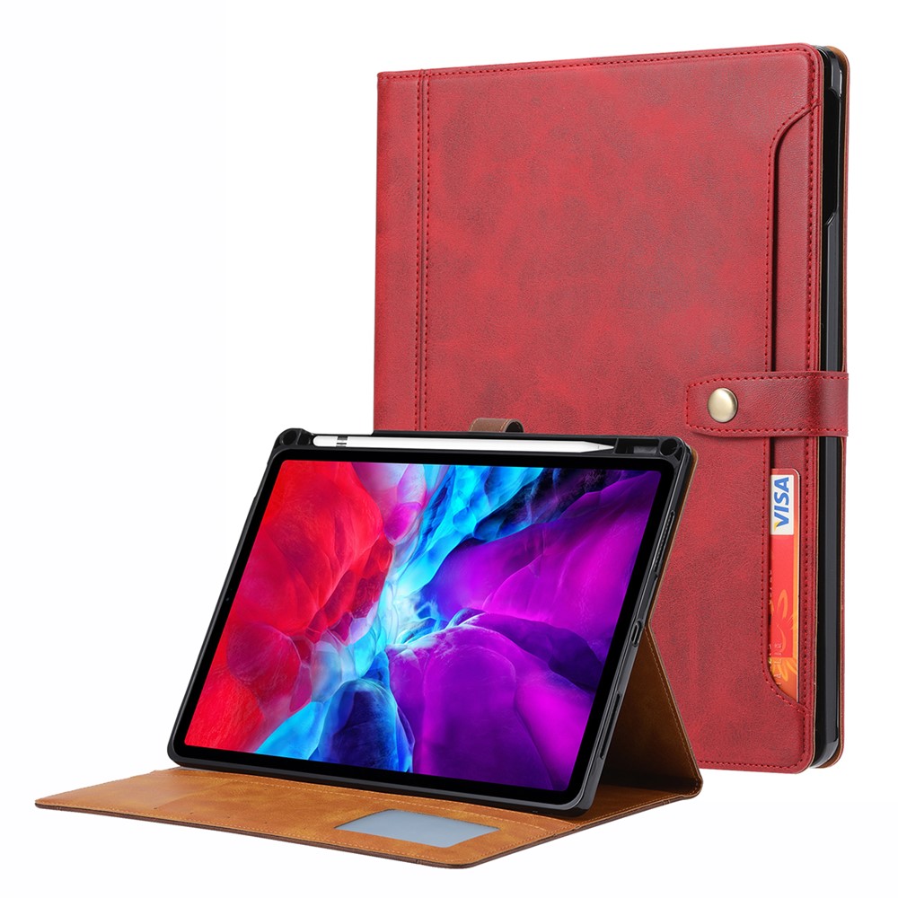 Stand Wallet Design Leather Tablet Protective Case Cover with Pen Slot for iPad Pro 12.9-inch (2021) - Red