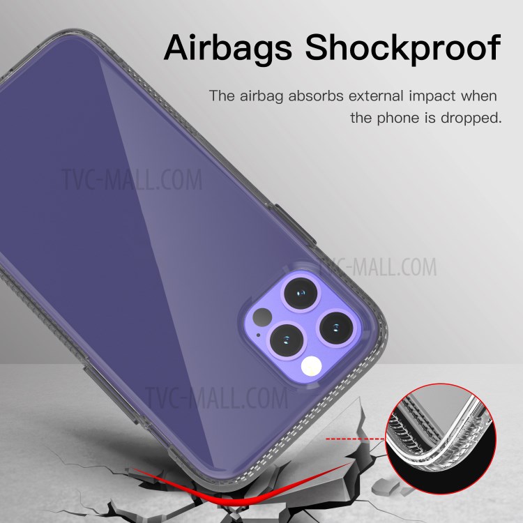 Crystal Clear Upgraded Add Shock Absorption Technology Bumper Soft TPU Cover Case for iPhone 12 / 12 Pro - Transparent Black-3