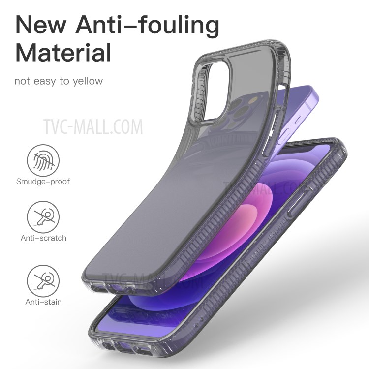 Crystal Clear Upgraded Add Shock Absorption Technology Bumper Soft TPU Cover Case for iPhone 12 / 12 Pro - Transparent Black-4