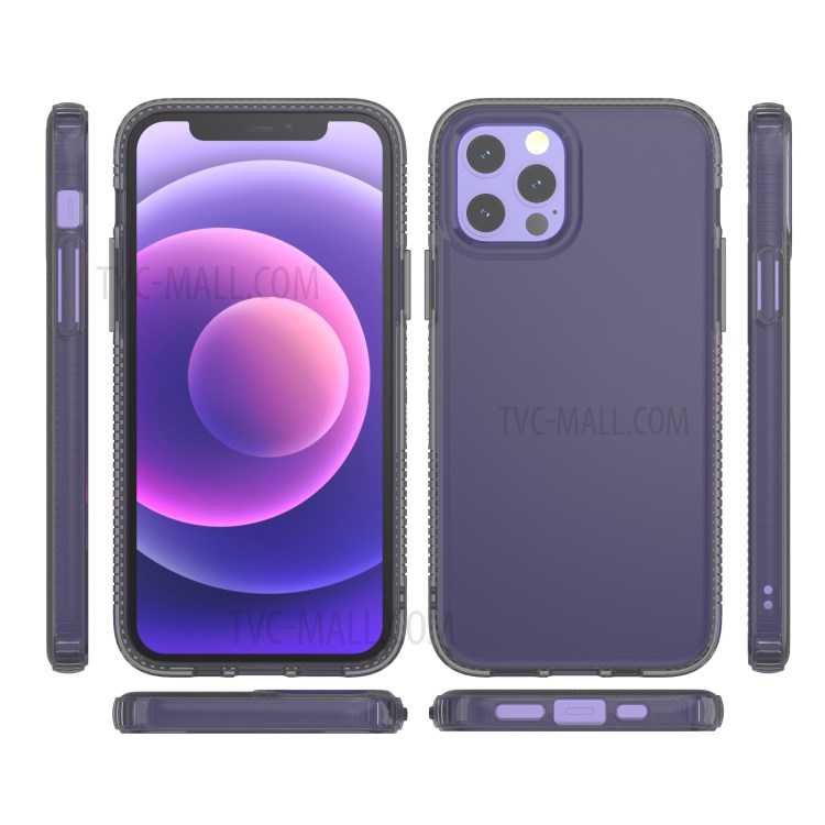 Crystal Clear Upgraded Add Shock Absorption Technology Bumper Soft TPU Cover Case for iPhone 12 / 12 Pro - Transparent Black-7
