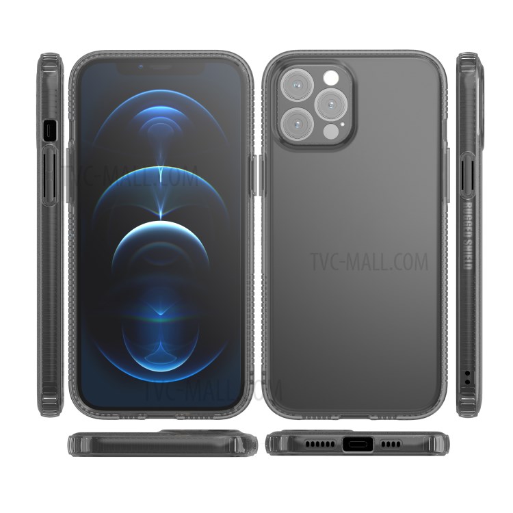 Ultra Slim Thin Flexible Clear TPU Scratch-Resistant Soft Skin Protective Case Cover for iPhone 12 Pro Max 6.7 inch - Transparent Black-7