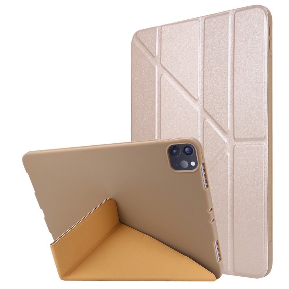 Auto Wake/Sleep Deformable Silicone + PU Leather Stand Tablet Cover for iPad Pro 11-inch (2021) - Gold
