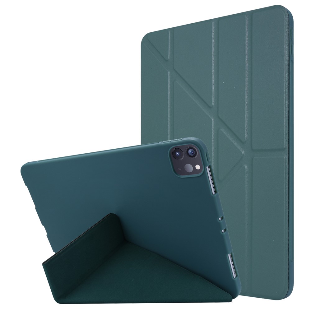 Auto Wake/Sleep Deformable Silicone + PU Leather Stand Tablet Cover for iPad Pro 11-inch (2021) - Green