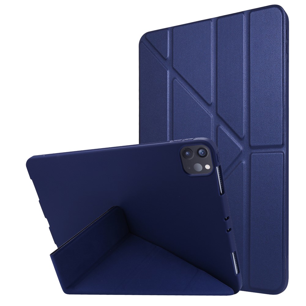 Auto Wake/Sleep Deformable Silicone + PU Leather Stand Tablet Cover for iPad Pro 11-inch (2021) - Blue