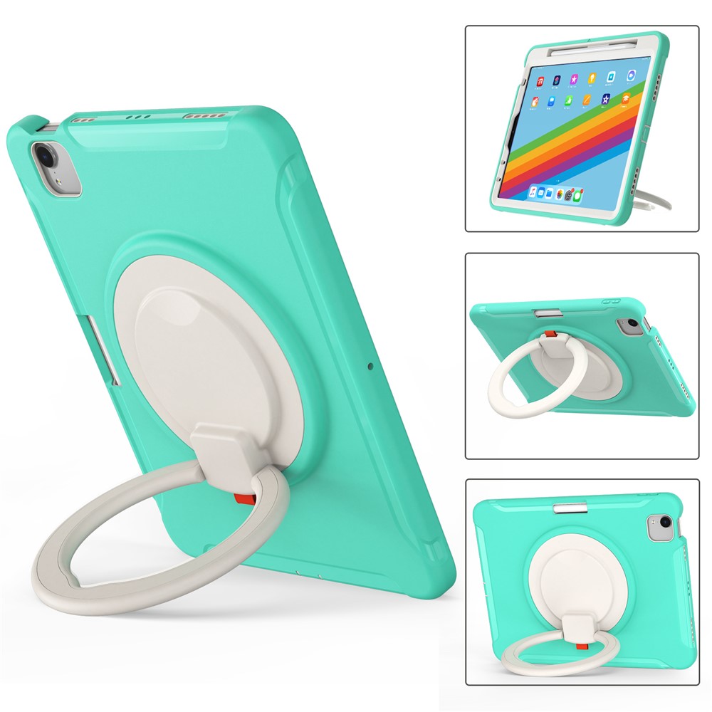 All-round 360 Degree Rotary Kickstand Design Tablet Cover for iPad Air (2020)/Pro 11-inch (2021)/(2020)/(2018) - Aqua/White-12