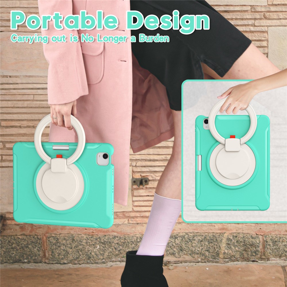 All-round 360 Degree Rotary Kickstand Design Tablet Cover for iPad Air (2020)/Pro 11-inch (2021)/(2020)/(2018) - Aqua/White-2