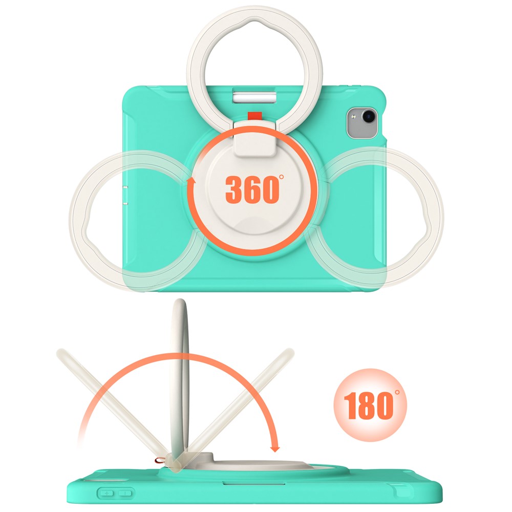 All-round 360 Degree Rotary Kickstand Design Tablet Cover for iPad Air (2020)/Pro 11-inch (2021)/(2020)/(2018) - Aqua/White-5