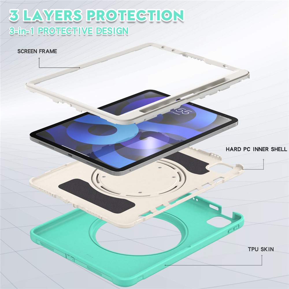 All-round 360 Degree Rotary Kickstand Design Tablet Cover for iPad Air (2020)/Pro 11-inch (2021)/(2020)/(2018) - Aqua/White-8