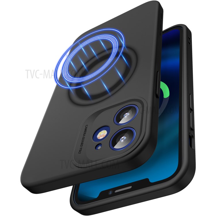 ESR Soft Cloud Case Compatible with iPhone 12 Mini 5.4 inch, Made for MagSafe Certified Liquid Silicone Case with Camera Guard Pro - Black-12