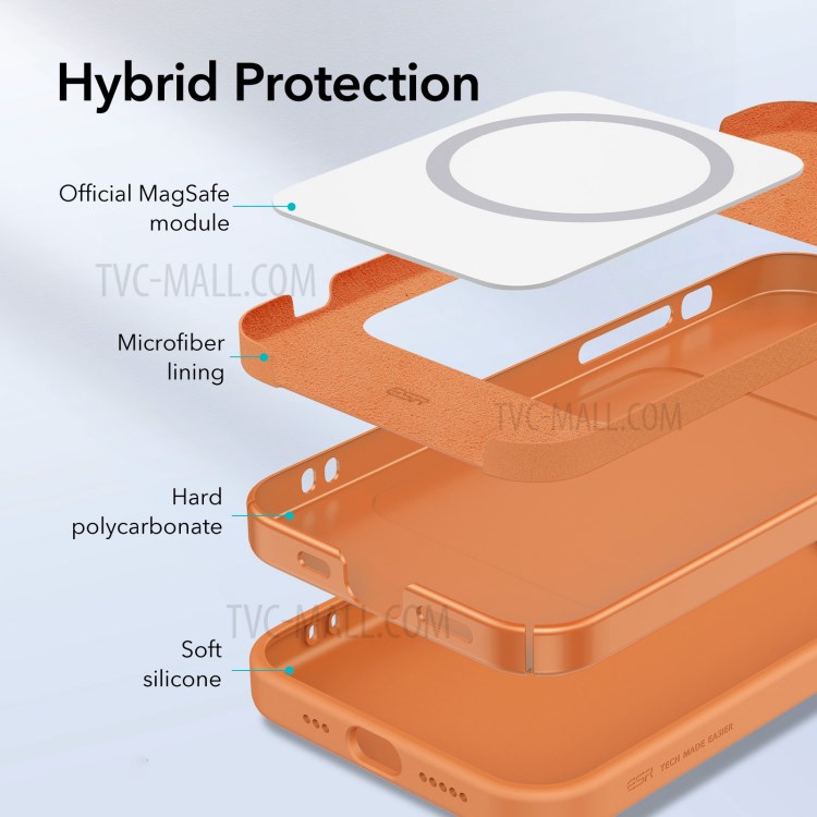 ESR Soft Cloud Case with MagSafe Liquid Silicone Rubber Case Reinforced Drop Protection for iPhone 12 6.1 inch - Bright Yellow-3