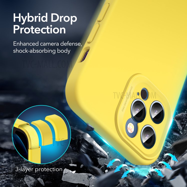 ESR Cloud Soft Case with MagSafe Compatible with iPhone 12 Pro Max 6.7 inch Liquid Silicone Case with Camera and Screen Protection - Bright Yellow-3