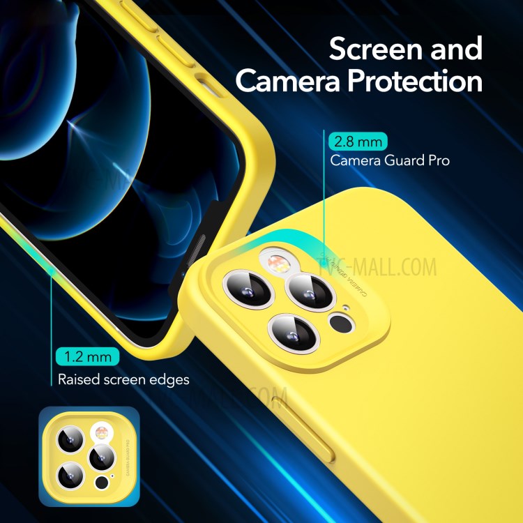 ESR Cloud Soft Case with MagSafe Compatible with iPhone 12 Pro Max 6.7 inch Liquid Silicone Case with Camera and Screen Protection - Bright Yellow-5