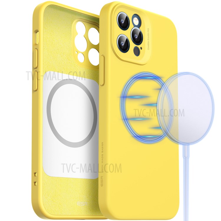 ESR Cloud Soft Case with MagSafe Compatible with iPhone 12 Pro Max 6.7 inch Liquid Silicone Case with Camera and Screen Protection - Bright Yellow-8
