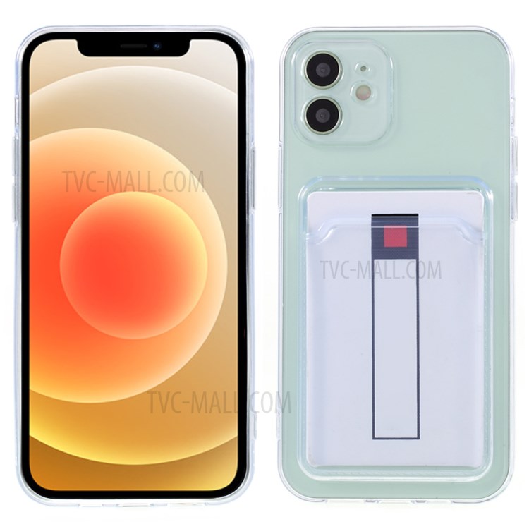 Card Slot Design Transparent Flexible TPU Phone Case Protector for iPhone 12 6.1 inch-1
