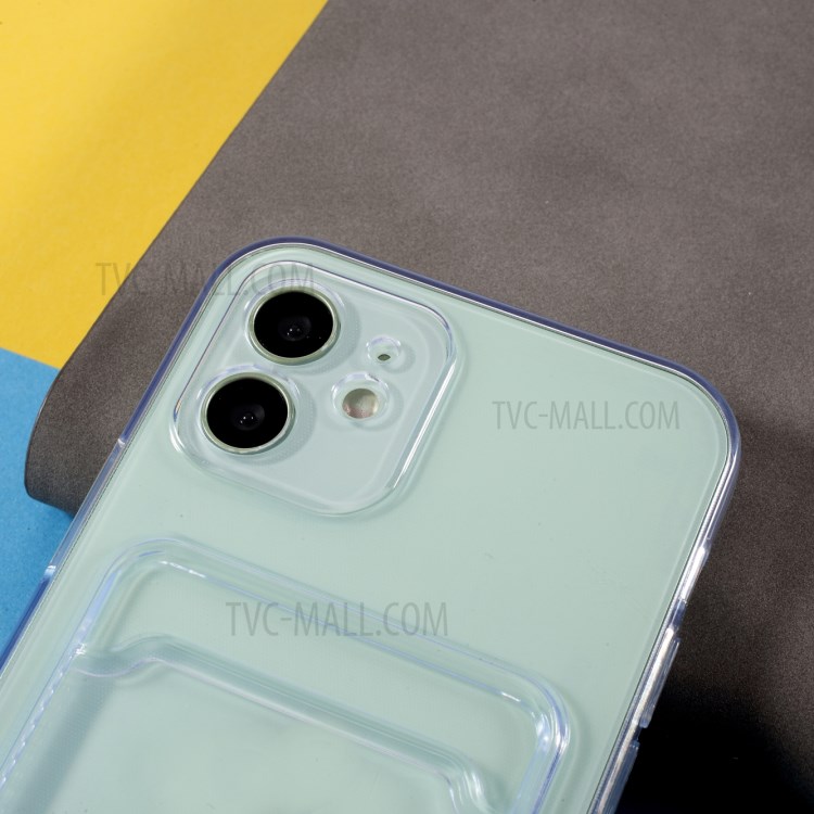 Card Slot Design Transparent Flexible TPU Phone Case Protector for iPhone 12 6.1 inch-5