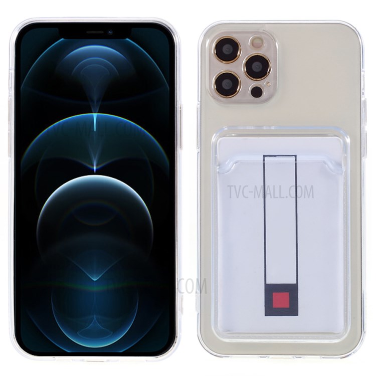 Soft TPU Phone Case Transparent Protective Cover with Card Slot for iPhone 12 Pro 6.1 inch-1