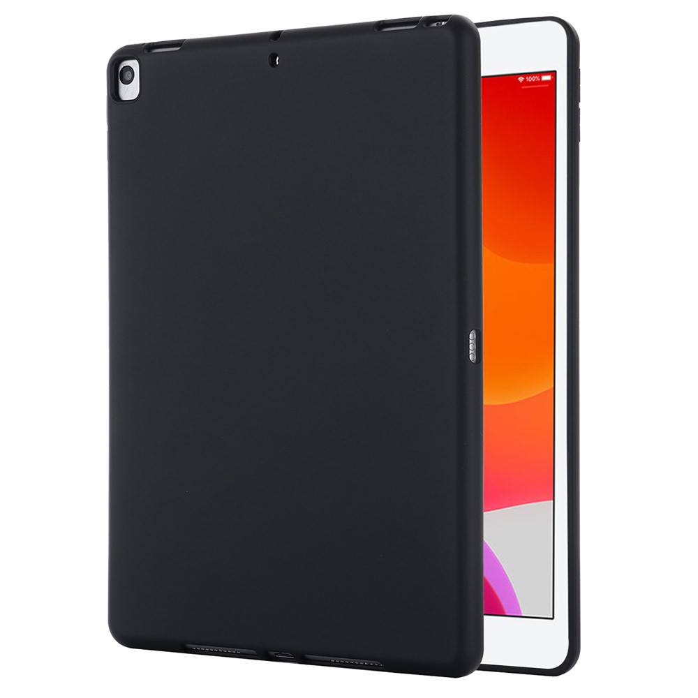 Liquid Silicone Gel Rubber Shockproof Slim Shell Full Body Protection Cover for iPad 10.2 (2020) / (2019) - Black-1