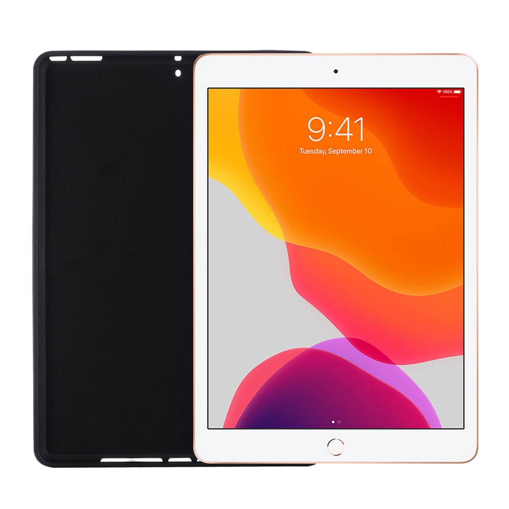 Liquid Silicone Gel Rubber Shockproof Slim Shell Full Body Protection Cover for iPad 10.2 (2020) / (2019) - Black-5