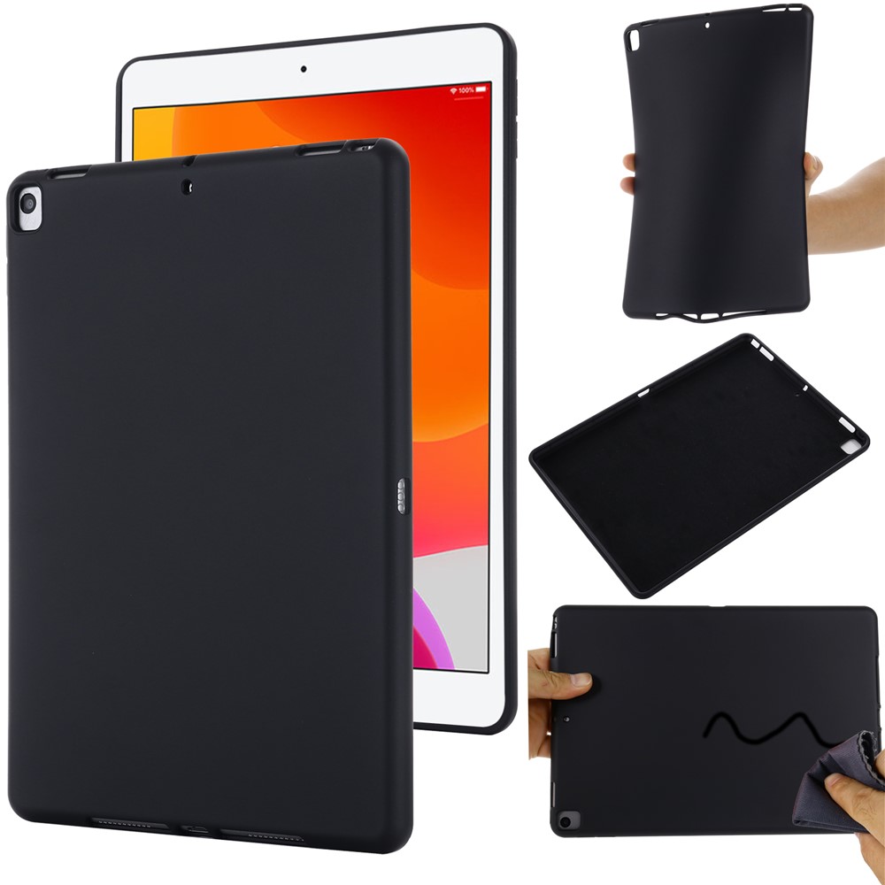 Liquid Silicone Gel Rubber Shockproof Slim Shell Full Body Protection Cover for iPad 10.2 (2020) / (2019) - Black-9