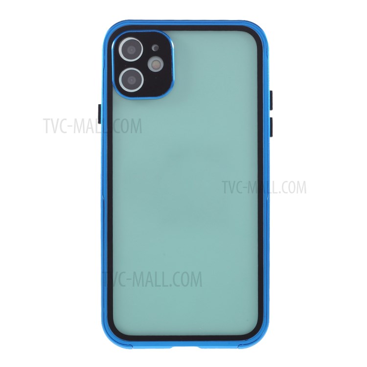 Scratch Resistant Metal+Tempered Glass Hybrid Case Cell Phone Cover for iPhone 12 mini 5.4 inch - Blue-2