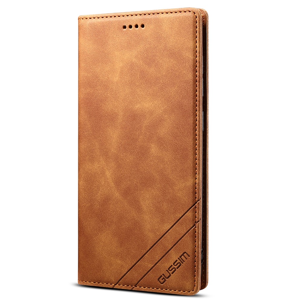GUSSIM Secure Closing Magnet Shell Skin Feel Protective Cover Case for iPhone 12 Pro Max - Brown-2