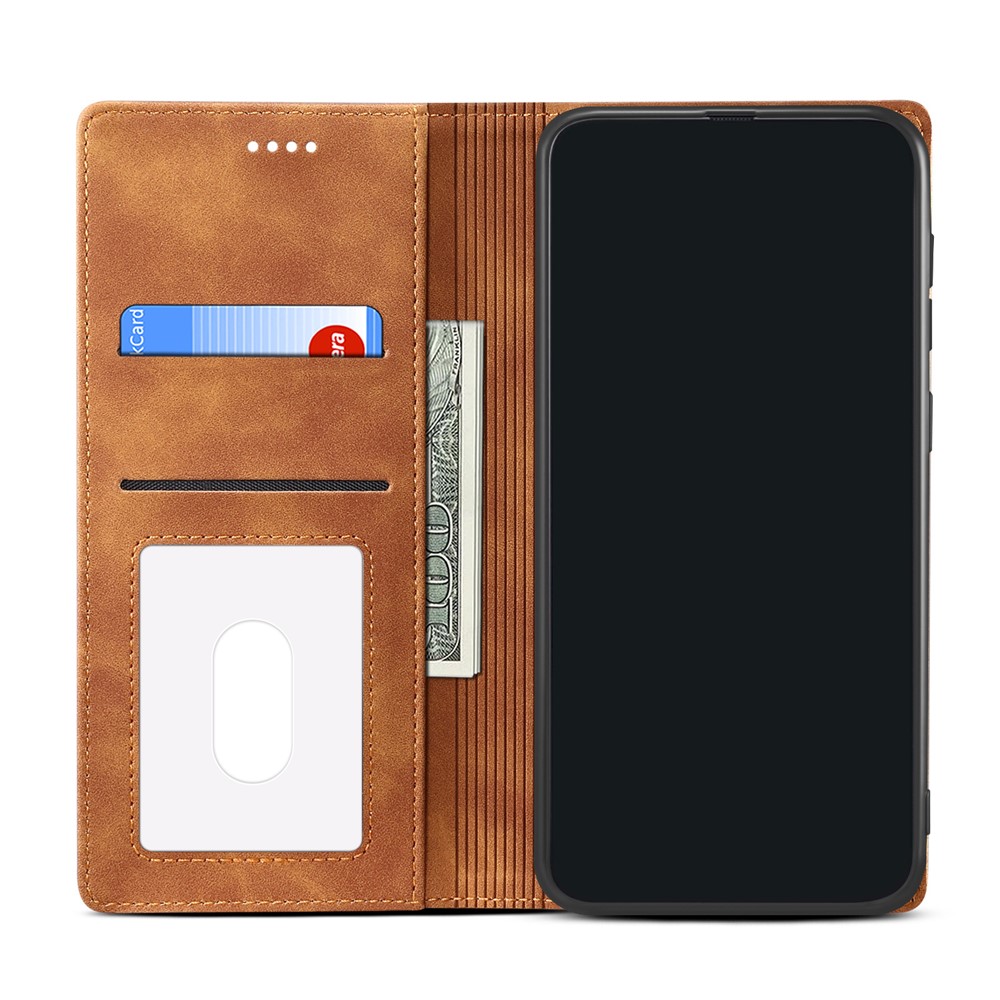GUSSIM Secure Closing Magnet Shell Skin Feel Protective Cover Case for iPhone 12 Pro Max - Brown-5