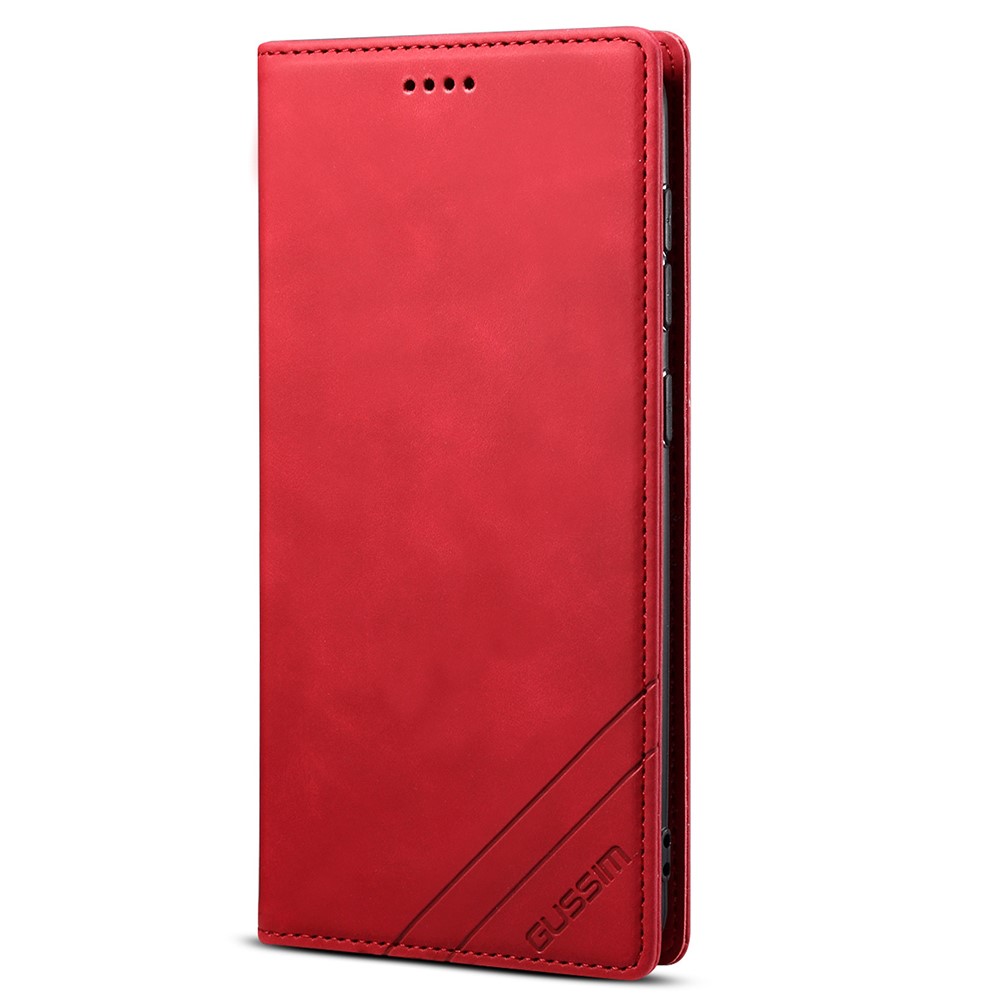 GUSSIM Secure Closing Magnet Shell Skin Feel Protective Cover Case for iPhone 12 Pro Max - Red-2