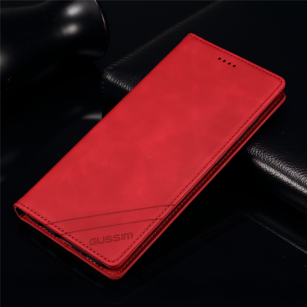 GUSSIM Secure Closing Magnet Shell Skin Feel Protective Cover Case for iPhone 12 Pro Max - Red-6