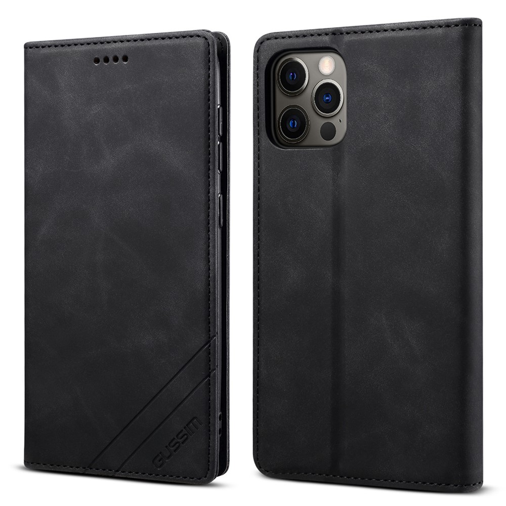 GUSSIM Secure Closing Magnet Shell Skin Feel Protective Cover Case for iPhone 12 Pro Max - Black-1