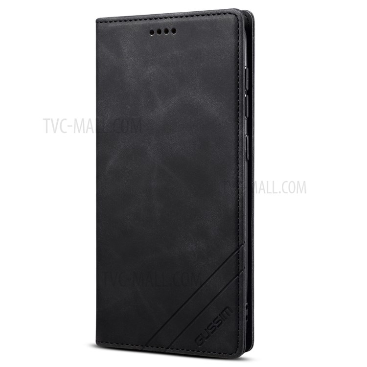 GUSSIM Skin-touch Feeling Auto-absorbed Magnet Case Wallet Design Cover Shell for iPhone 12 Pro/12 6.1 inch - Black-2