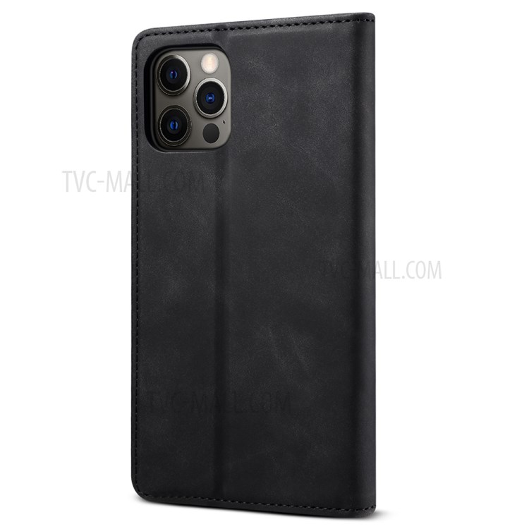 GUSSIM Skin-touch Feeling Auto-absorbed Magnet Case Wallet Design Cover Shell for iPhone 12 Pro/12 6.1 inch - Black-3