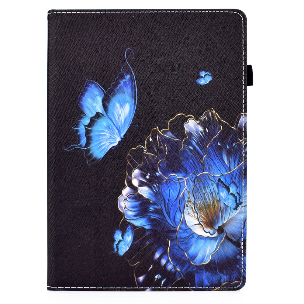 Multi-Angle Viewing Pattern Printing Elastic Band Folio Stand Cover with Cards Holder for iPad AIR / Air 2 / iPad 9.7-inch (2018) / (2017) - Butterfly and Flower-4