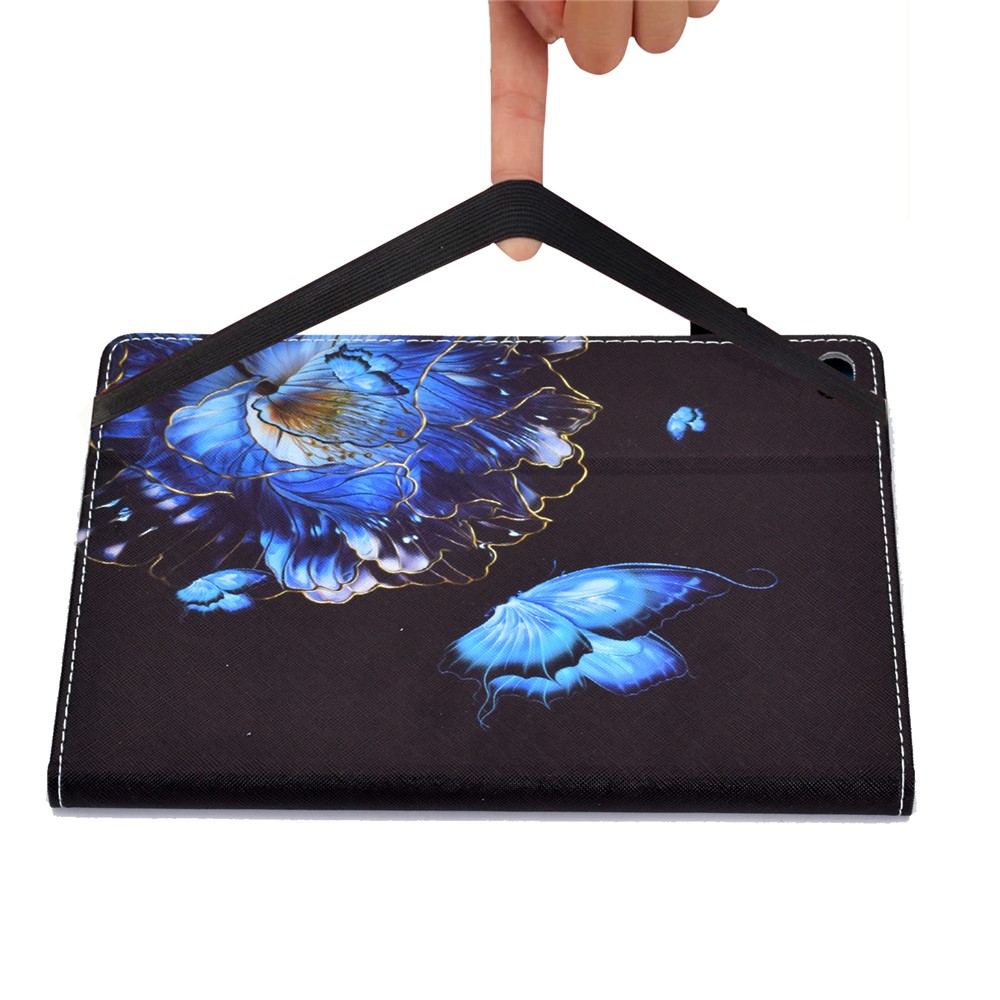 Multi-Angle Viewing Pattern Printing Elastic Band Folio Stand Cover with Cards Holder for iPad AIR / Air 2 / iPad 9.7-inch (2018) / (2017) - Butterfly and Flower-8
