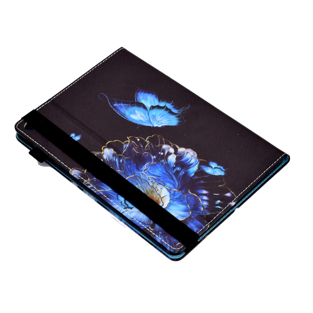 Multi-Angle Viewing Pattern Printing Elastic Band Folio Stand Cover with Cards Holder for iPad AIR / Air 2 / iPad 9.7-inch (2018) / (2017) - Butterfly and Flower-9